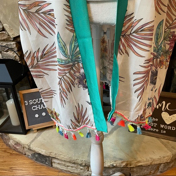 NWT Floral Print Boho Kimono with Tassels Size XL - Picture 3 of 11